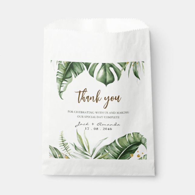 Budget Green Leaf Greenery Wedding Favours bags (Front)