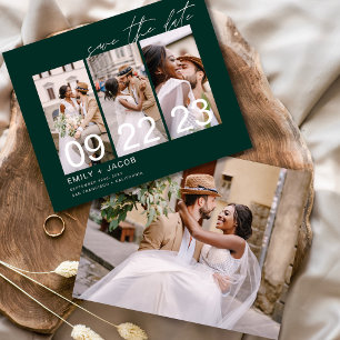 Budget Green Save the Date 3 Photo Invitations Flyer