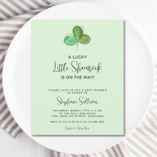 Budget Green Shamrock Baby Shower Invitation