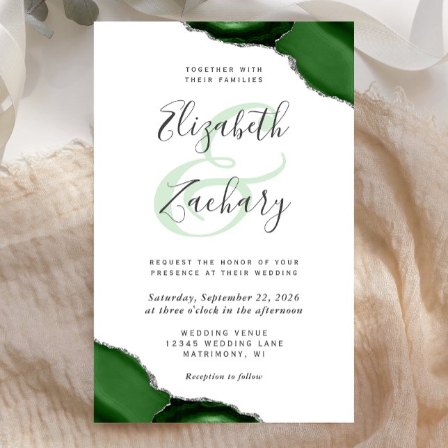 Budget Green Silver Agate Corners Wedding (Creator Uploaded)