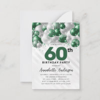 Budget Green Silver Balloon Glitter 60th Birthday