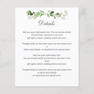 BUDGET Green Summer Spring Garden WEDDING DETAILS