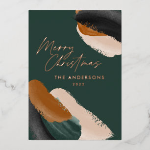 budget green terracotta modern minimal watercolor foil holiday card