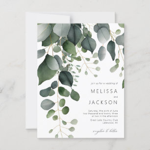 Budget Greenery and Eucalyptus Wedding Invitation Postcard