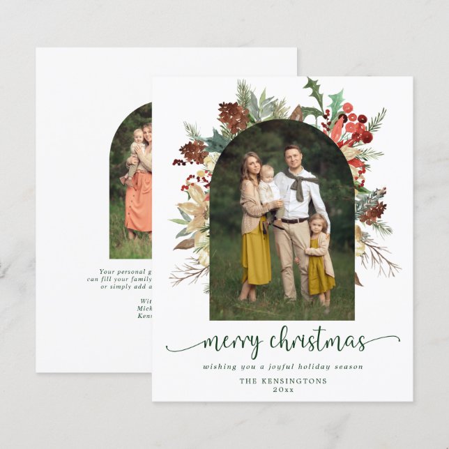 BUDGET Greenery Arch Merry Christmas Photo (Front/Back)