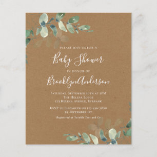 Budget Greenery Baby Shower Invitation