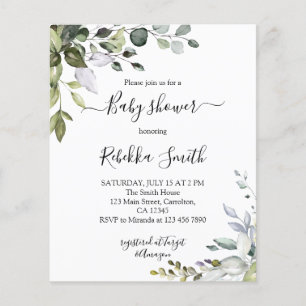 Budget Greenery Baby Shower Invitation
