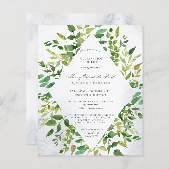 Budget Greenery Celebration of Life Funeral (Front/Back)