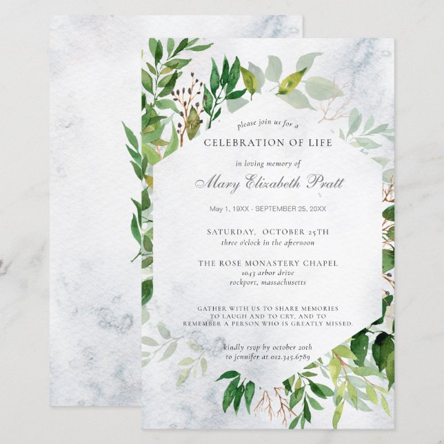 Budget Greenery Celebration of Life Funeral (Front/Back)