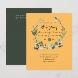 BUDGET Greenery Eucalyptus Bees Wedding Invites