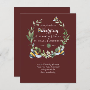 BUDGET Greenery Eucalyptus Bees Wedding Invites