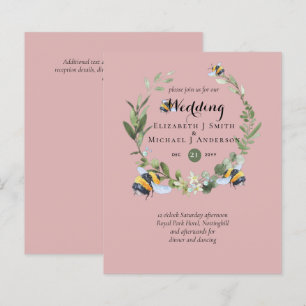 BUDGET Greenery Eucalyptus Bees Wedding Invites