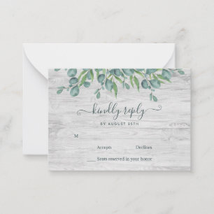 Budget Greenery Eucalyptus Wedding RSVP Card