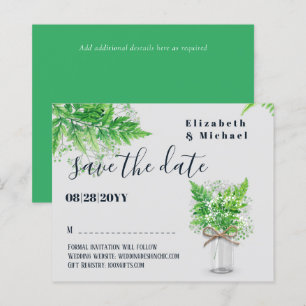BUDGET Greenery Ferns Wedding Save The Dates