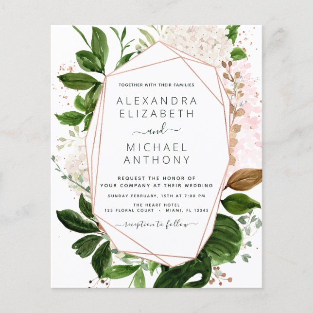 Budget Greenery Foliage Elegant Wedding Flyer (Front)