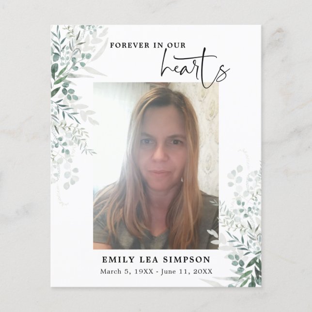 Budget Greenery Funeral Photo Flat Carte de remerc (Devant)