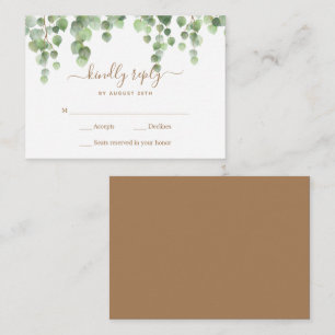 Budget Greenery Leaves Botanical Wedding RSVP Card