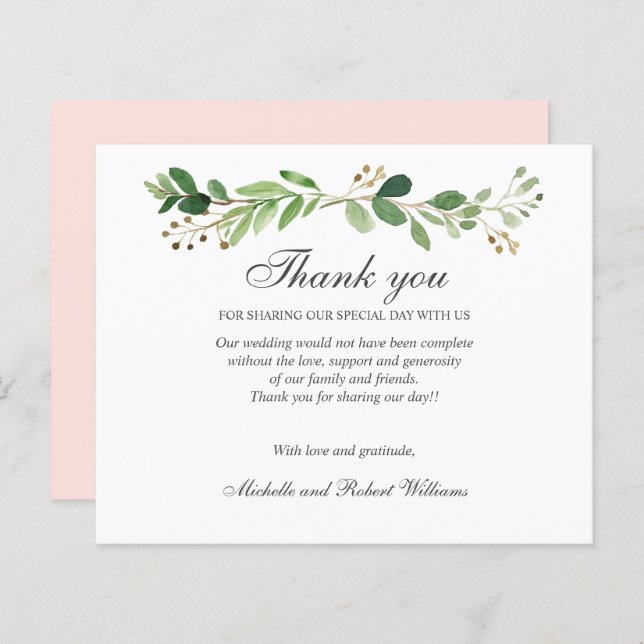 BUDGET Greenery Leaves Summer Spring THANK YOU (Front/Back)