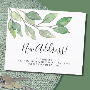 Budget Greenery New Address Announcement Card