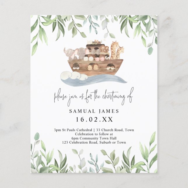 Budget Greenery Noahs Ark Christening (Front)