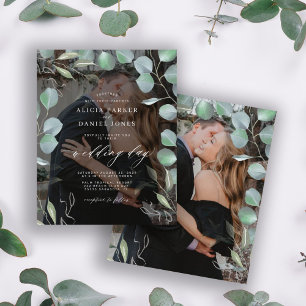Budget greenery photo wedding invitation