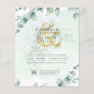 BUDGET Greenery PHOTO Wedding Invitation QR CODE F Flyer