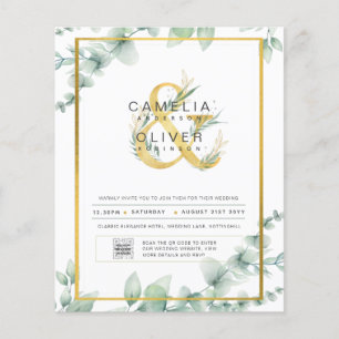 BUDGET Greenery PHOTO Wedding Invitation QR CODE F Flyer