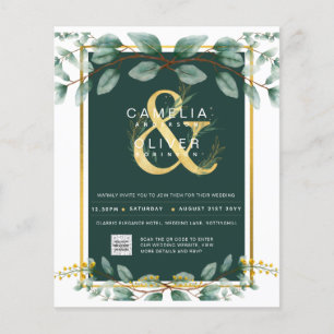 BUDGET Greenery PHOTO Wedding Invitation QR CODE F Flyer