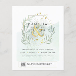 BUDGET Greenery PHOTO Wedding Invitation QR CODE Flyer