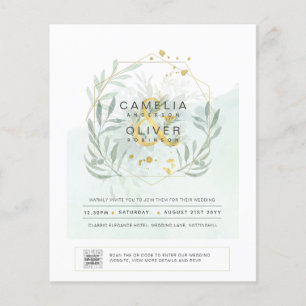 BUDGET Greenery PHOTO Wedding Invitation QR CODE Flyer