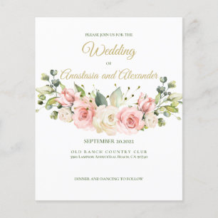Budget/Greenery/Roses- Wedding Invitation. Flyer