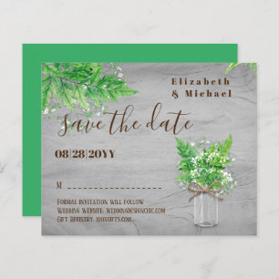 BUDGET Greenery Save Dates Ferns Monochromatic Gry