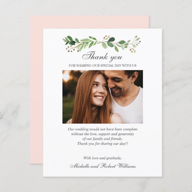 BUDGET Greenery  Summer Spring Photo THANK YOU (Front/Back)