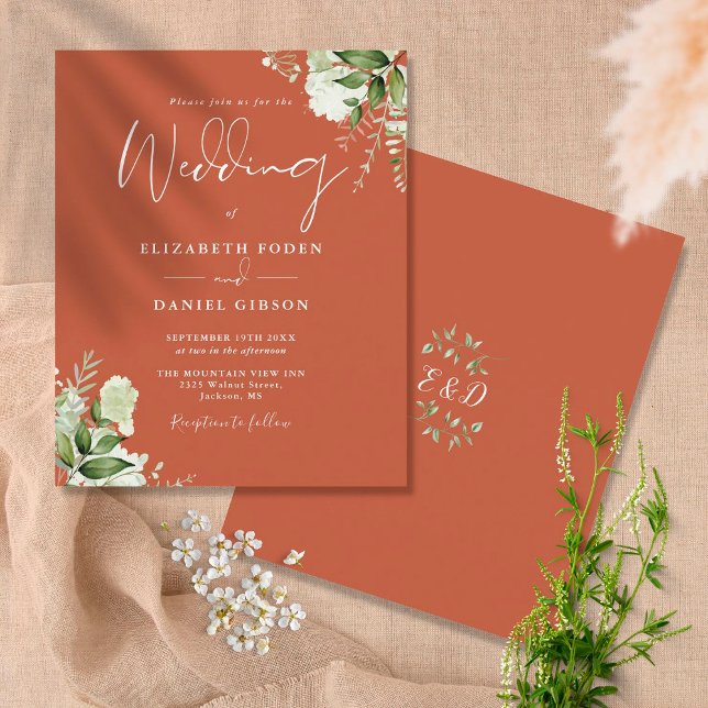 Budget Greenery Terracotta Wedding Invitation (Creator Uploaded)