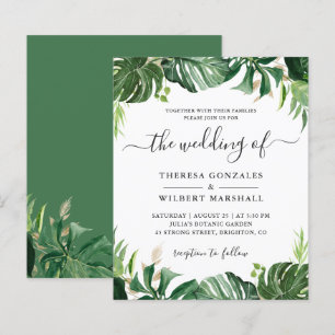 Budget Greenery Tropical Palm Leaf Wedding Invites