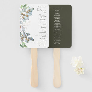 Budget Greenery Watercolor Eucalyptus Wedding Hand Hand Fan