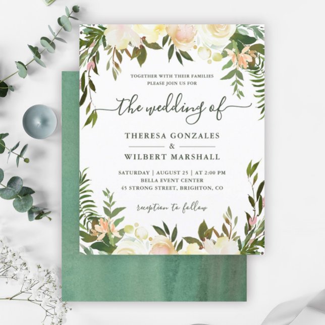 Budget Greenery Watercolor Floral Wedding Invites (Creator Uploaded)
