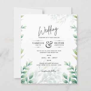 BUDGET Greenery Wedding Invitation QR CODE RSVP 