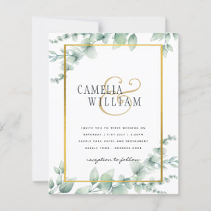 BUDGET Greenery Wedding Invitation QR CODE RSVP 