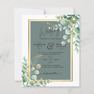 BUDGET Greenery Wedding Invitation QR CODE RSVP 