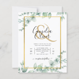 BUDGET Greenery Wedding Invitation QR CODE RSVP 