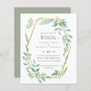 Budget  Greenery Wedding Invite