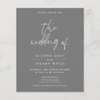 Budget Grey Wedding Invitation
