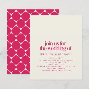 Budget Groovy Retro 70s Red Pink Wedding Invite