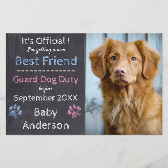Budget Guard Dog Duty Pregnancy Announcement (Front)