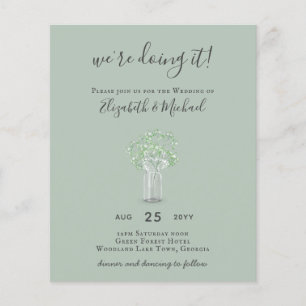 BUDGET Gypsophila Mason Jar Modern Minimal WEDDING Flyer