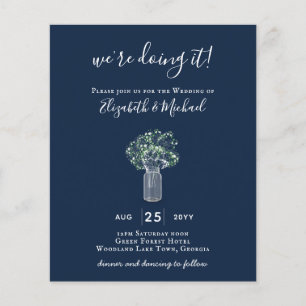 BUDGET Gypsophila Mason Jar Modern Minimal WEDDING Flyer