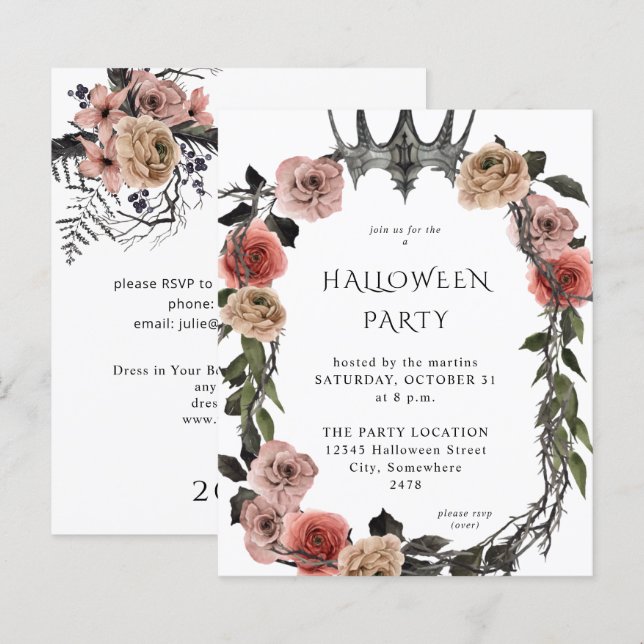 Budget Halloween Crown Pink Black Floral Party Whi (Front/Back)