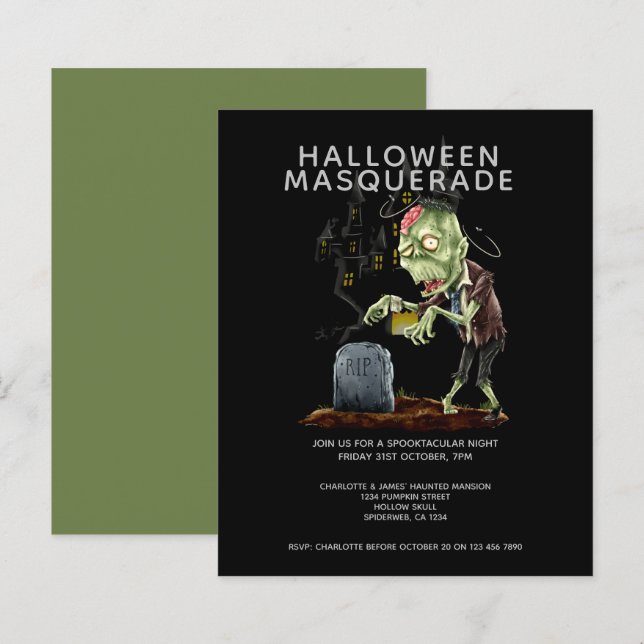 BUDGET Halloween Masquerade Zombie Brain Grave (Front/Back)