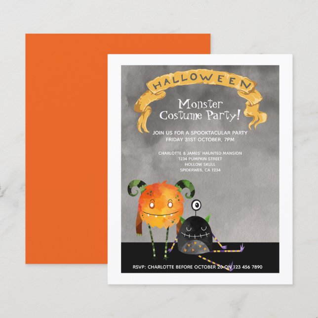 BUDGET Halloween Party Cute Monsters (Front/Back)